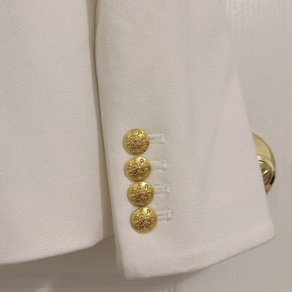 Veronica Beard White Jack Riding Jacket Dickey Gold Button Blazer Size 6 - Picture 11 of 16